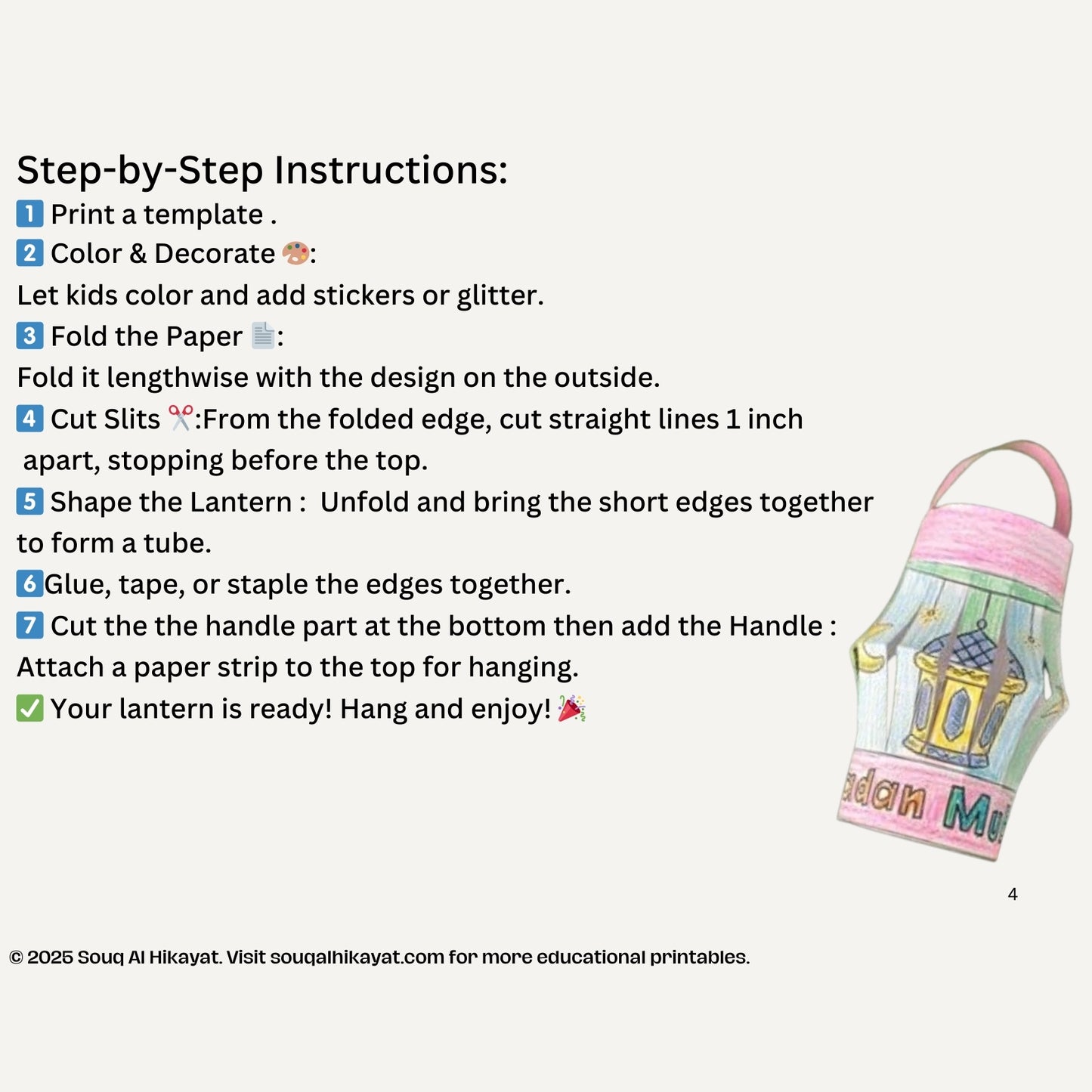 DIY Ramadan Paper Lantern & Coloring Kit
