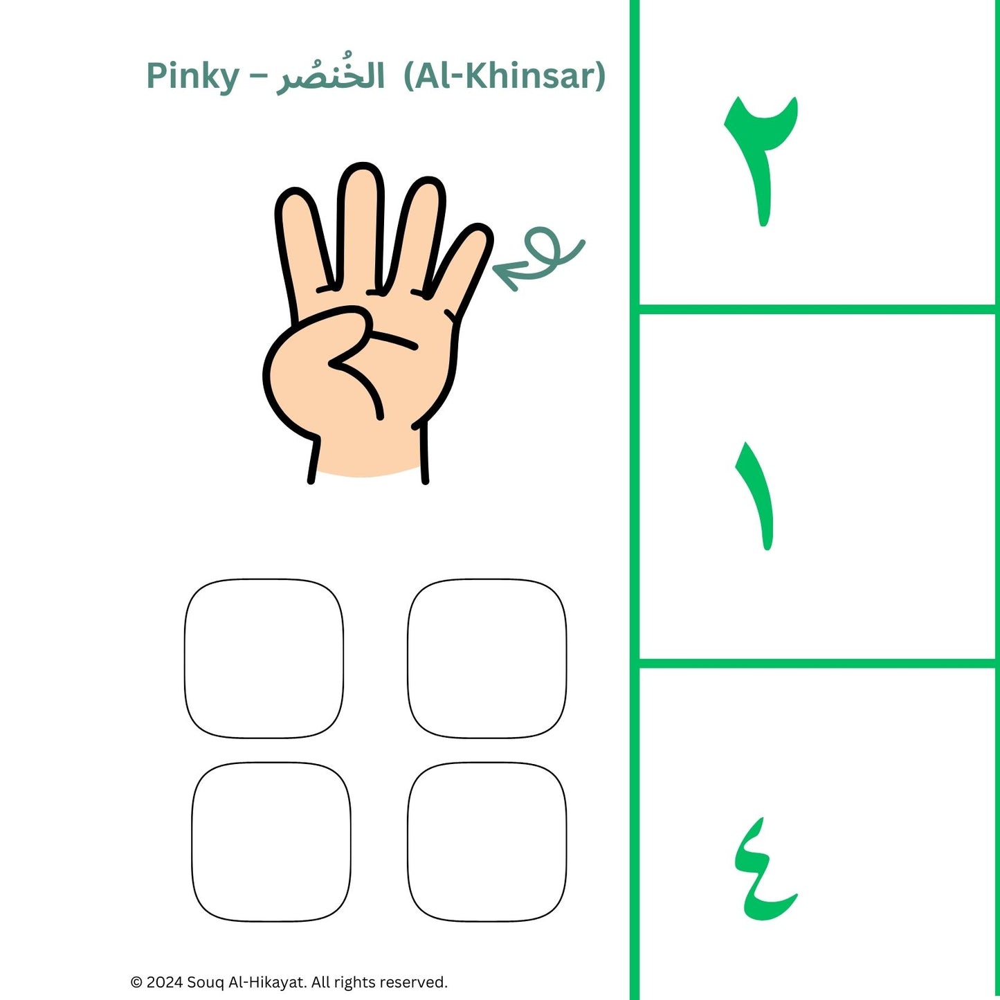 Learn the names of the fingers in Arabic & Count