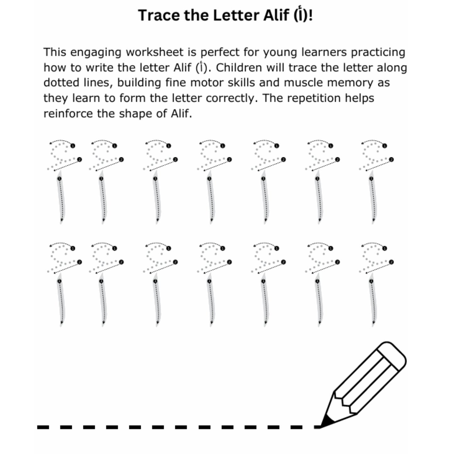 Trace & write the Alif